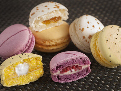 Home-made macaroons and vintage chocolates